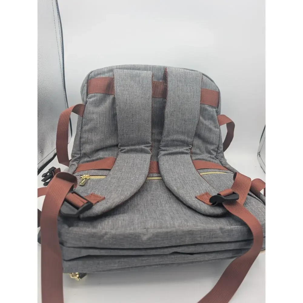 NWT LoveVook Laptop Backpack Travel Carry On Back to School Gray w/ Gold Zippers